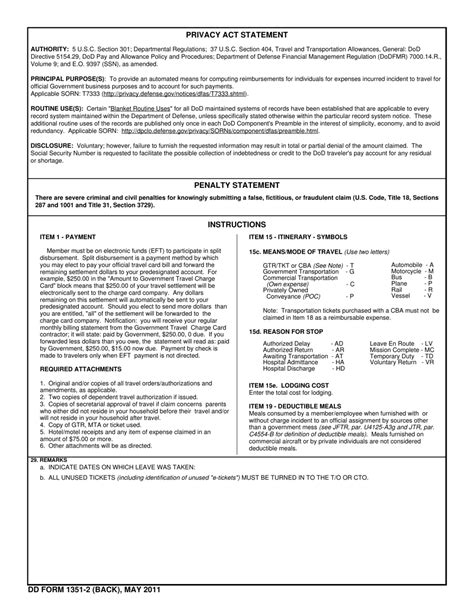 Dd Form 1351-2 Fillable Download And Instructions