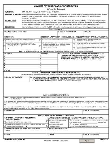 Dd Form 2560: A Guide To Claiming Payments