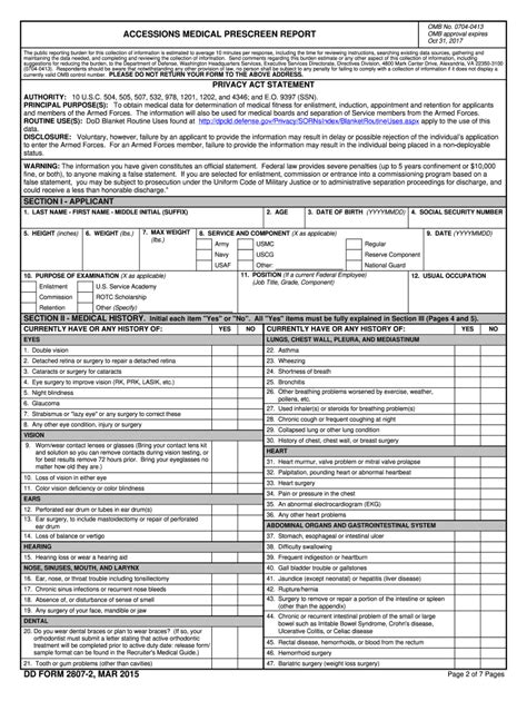 Dd Form 2807-2: Complete Medical Examination Guide