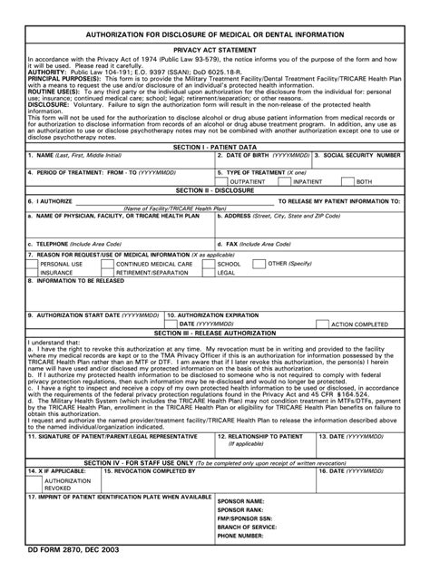 Dd Form 2870 Dec 2003 Explanation And Download Guide