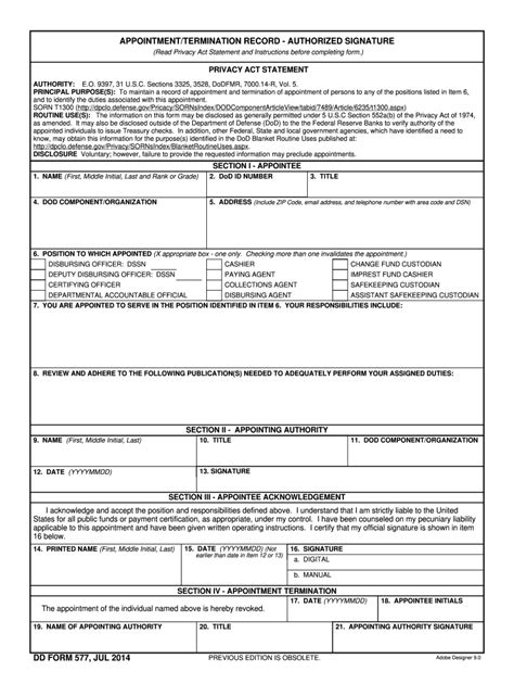 Dd Form 577: Comprehensive Guide To Application