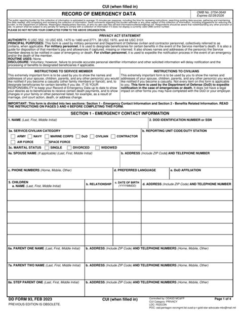 Dd Form 93 Fillable: Quick And Easy Download Now