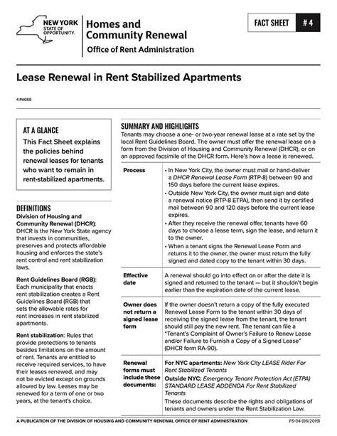 Dhcr Rent Stabilized Lease Form: A Tenants Guide