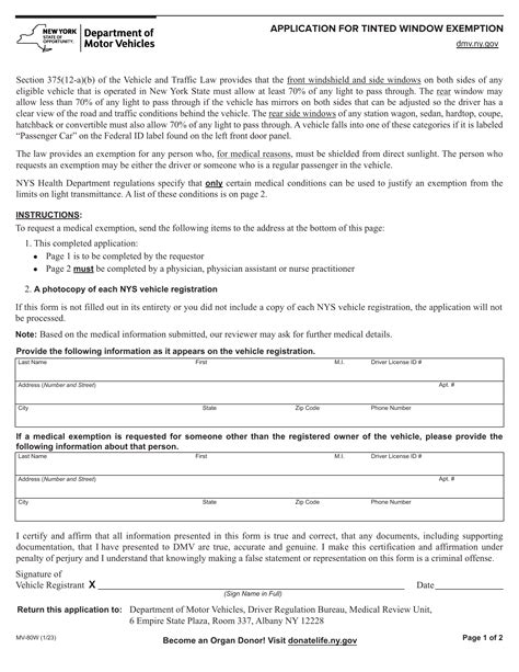 Dmv Window Tint Exemption Form Requirements