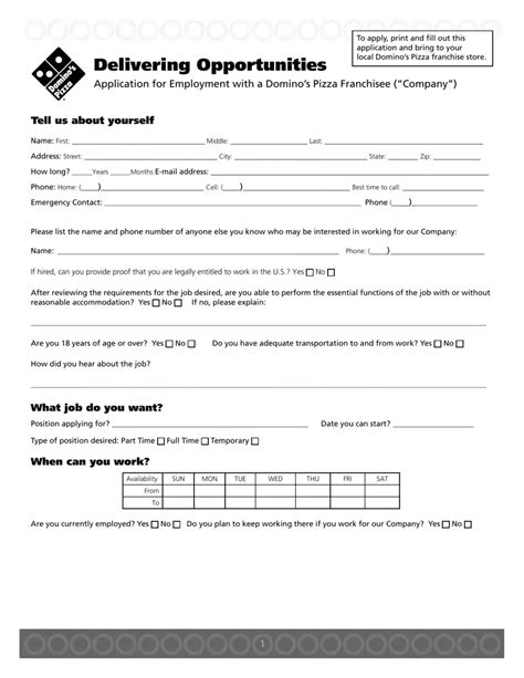 Dominos Application Form: Quick Start To Your Dream Job