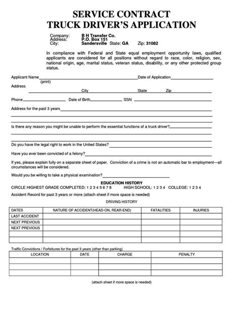 Dot Truck Driver Application Form Made Easy