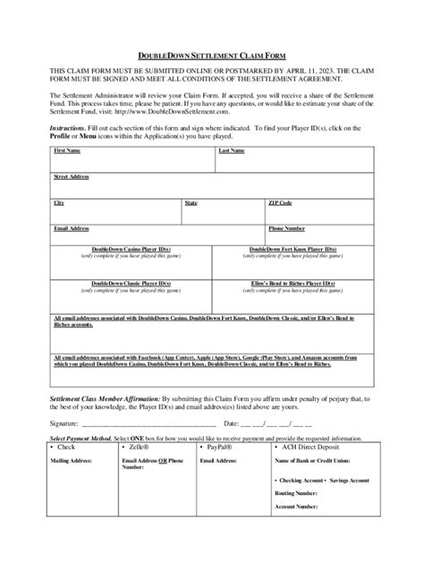 Doubledown Settlement Claim Form: File Your Claim Now