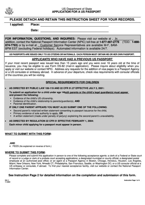 Download Ds 11 Form Printable Template And Instructions