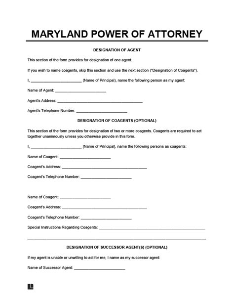 Download Maryland Medical Power Of Attorney Form Free