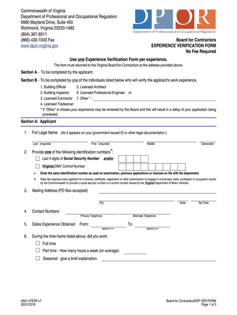 Dpor Experience Verification Form: A Step-By-Step Guide