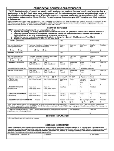 Dts Air Force Lost Receipt Form: Easy Replacement Guide