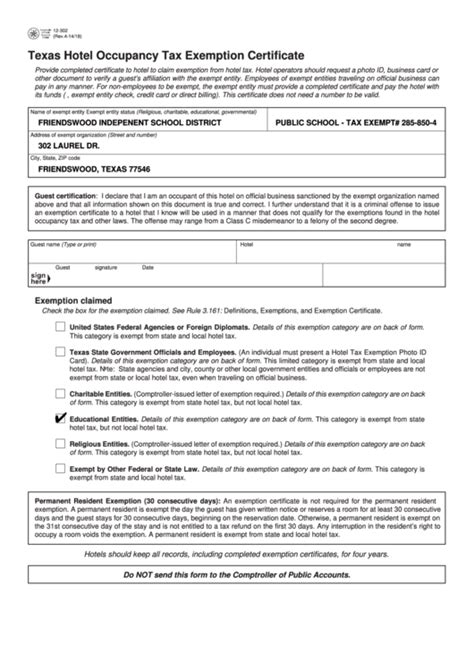 Dts Hotel Tax Exempt Form: A Complete Guide