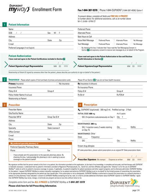 Dupixent Enrollment Form For Asthma Treatment And Support