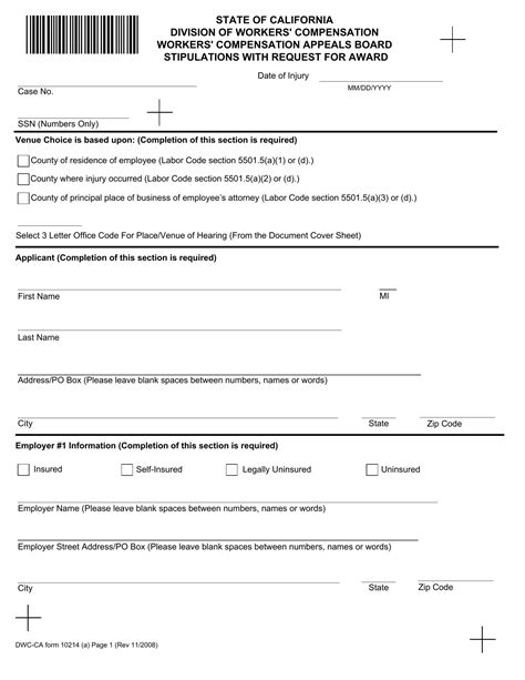 Dwc Ca Form 10214: A Workers Guide To Filing Claims