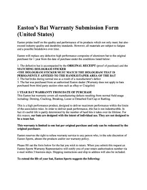 Easton Bat Warranty Return Form Made Easy