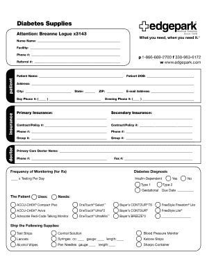 Edgepark Diabetic Supplies Order Form Made Easy