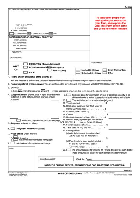 Ej 130 Fillable Form: Easy Pdf Download And Instructions