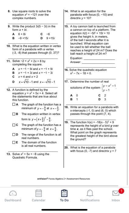 End Of Topic Test Form A Answer Key