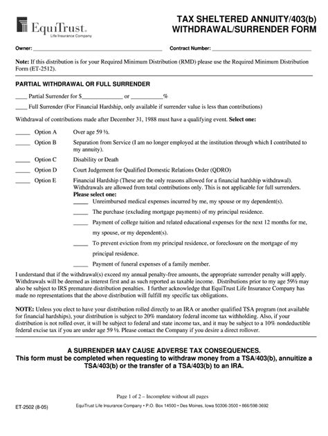 Equitrust Annuity Withdrawal Form Guide And Requirements