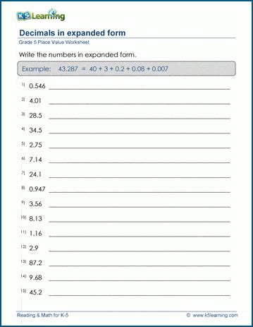 Expanded Form Decimals For 5th Grade Made Easy