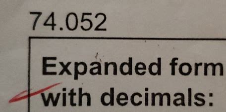 Expanded Form Of 74.052 With Decimals