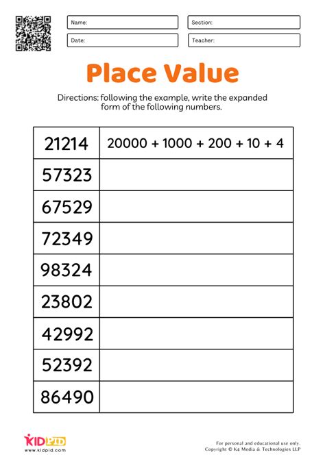 Expanded Form Worksheets For 4th Grade Mastery