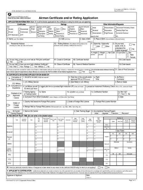 Faa Form 8710-1: Pilot Certificate Application Guide