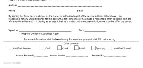 Fairfax Water Tenant Authorization Form Requirements And Guide