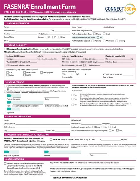 Fasenra Patient Enrollment Form Guide And Requirements