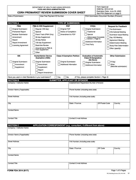 Fda Form 3514: User Fee Cover Sheet Requirements