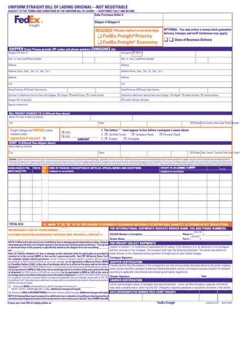 Fedex Freight Bol Form: A Comprehensive Guide