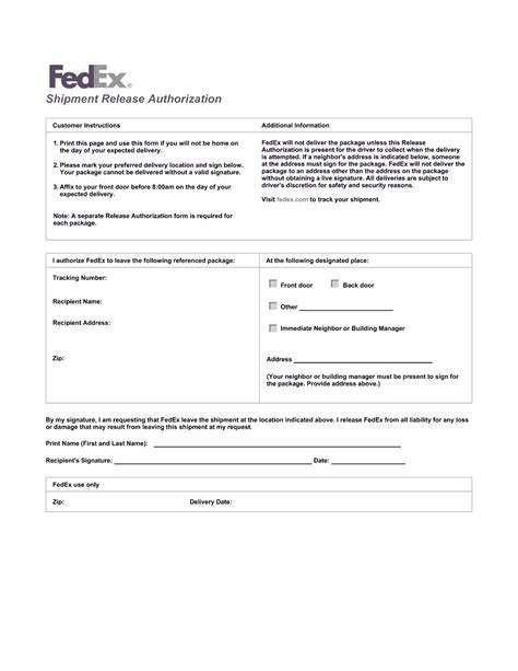 Fedex Package Release Form: A Step-By-Step Guide