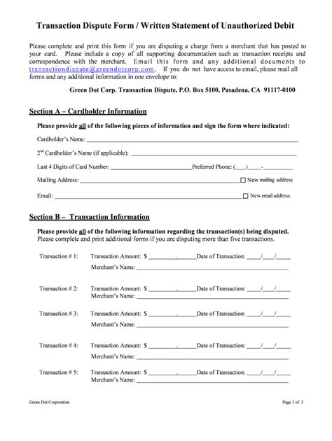 File A Green Dot Dispute Form Easily And Quickly