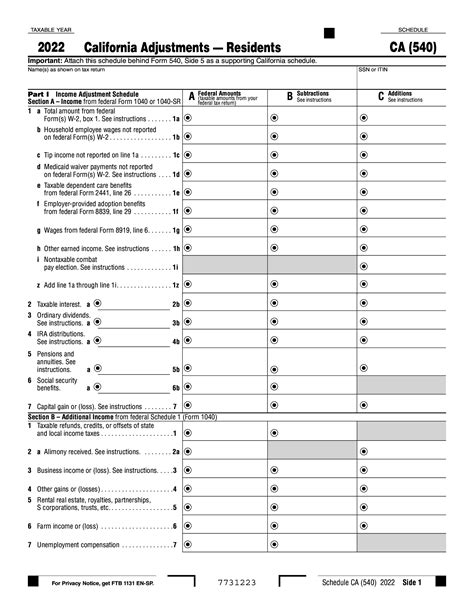 File Ca 540 Form: California Income Tax Filing Schedule