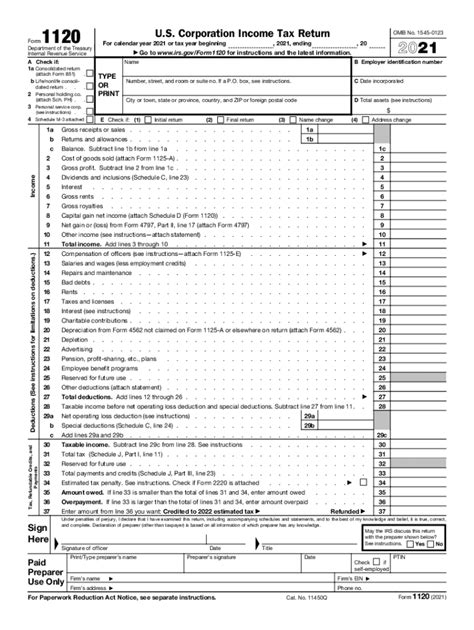 File Form 1120 Online Free: Easy And Secure Tax Filing