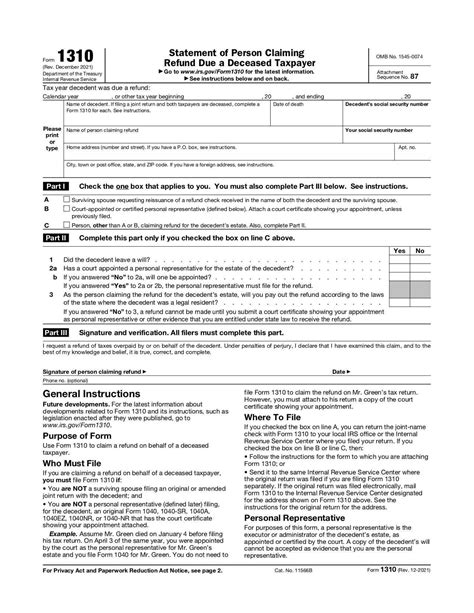 File Form 1310: Irs Statement Of Person Claiming