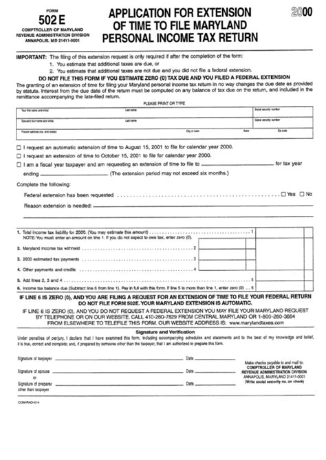 File Maryland Tax Extension Form 502e In 5 Steps