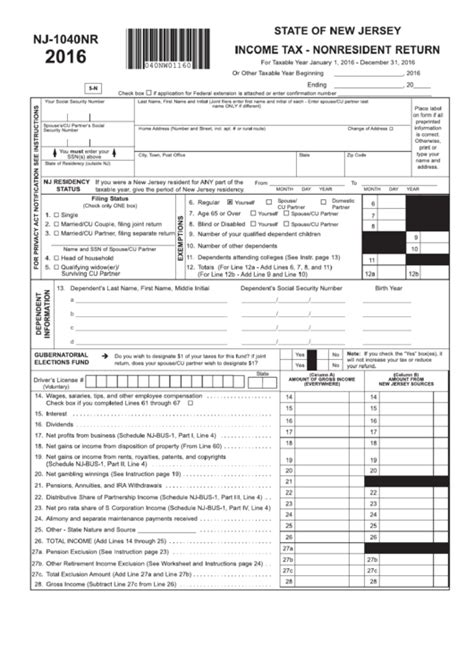 Filing Nj Form 1040nr: A Non-Residents Tax Guide