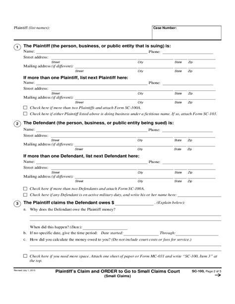 Filing Small Claims Form Sc-100a Made Easy