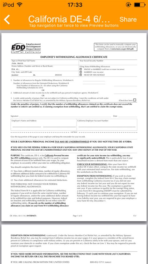 Fill Out De 4 Form California: A Step-By-Step Guide