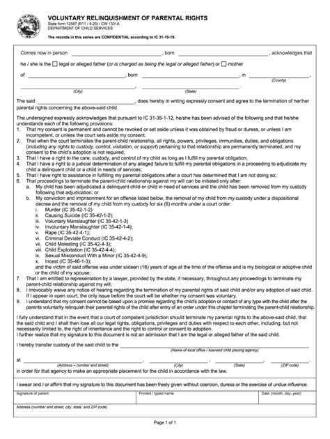 Fill Out Texas Affidavit Of Voluntary Relinquishment Form