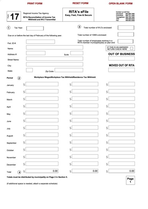 Fillable Rita Form 17: Easy Download And Instructions