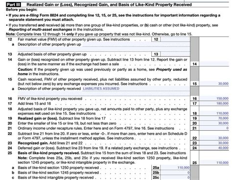 Filled Form 8824 Example For Like-Kind Exchanges