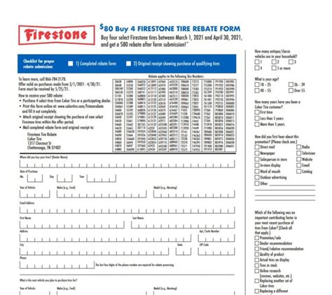 Firestone Tire Rebate Claim Form: Get Your Money Back