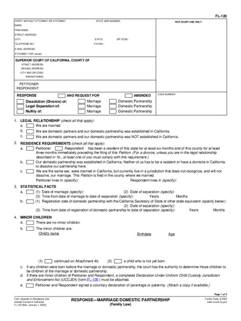 Fl-120 Form: A Comprehensive Guide To California Court Filing