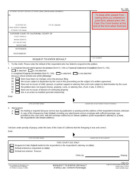 Fl 165 Form: Completing The Request To Terminatesms