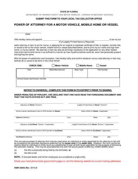 Florida Dmv Power Of Attorney Form Guide