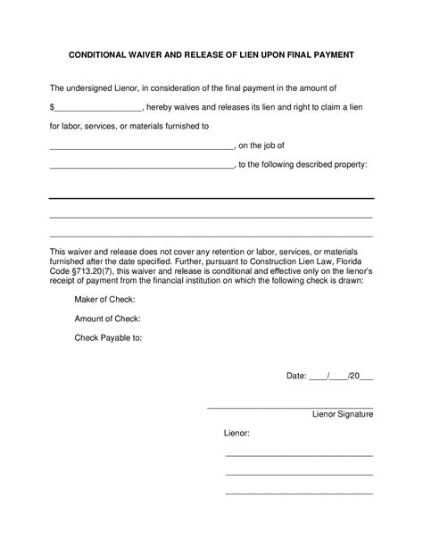 Florida Lien Waiver Form: A Contractors Guide