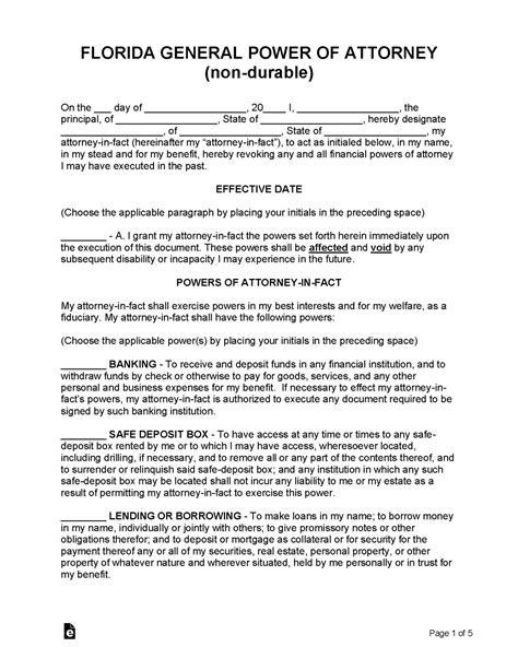 Florida Power Of Attorney Fillable Form Download