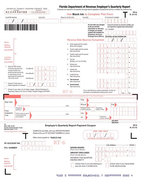 Florida Rt 6 Form Fillable Download Template